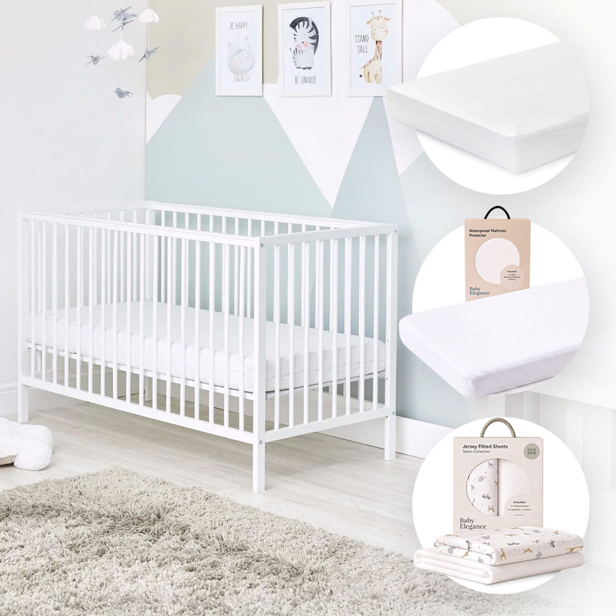 Kim Cot, Mattress, Sheets & Mattress Protector Bundle