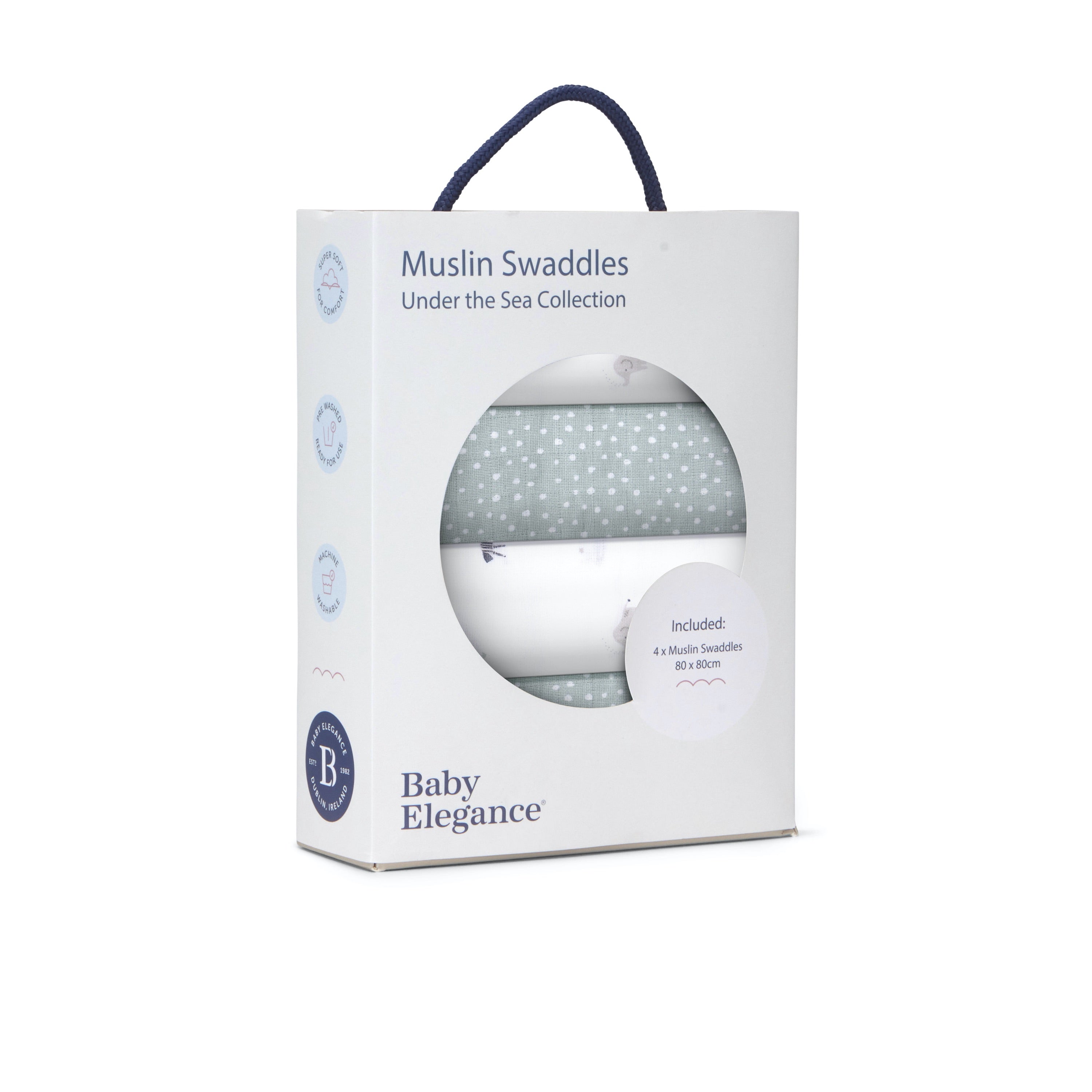 Muslin Swaddles - Safari - 80 x 80cm - 4 Pack