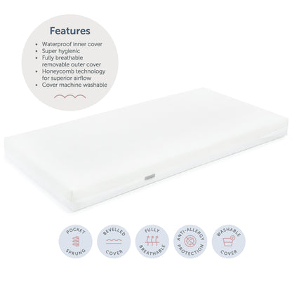Cot Bed Mattress - Breath-Dry Pocket Spring - 70 x 140 x 10cm