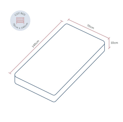 Cot Bed Mattress - Breath-Dry Pocket Spring - 70 x 140 x 10cm
