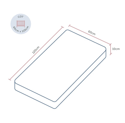 Cot Mattress - Eco Fibre- 60 x 120 x 10cm