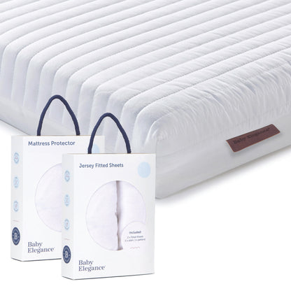 Cot Bed Mattress (Micro Fibre), Sheets &amp; Mattress Protector Bundle