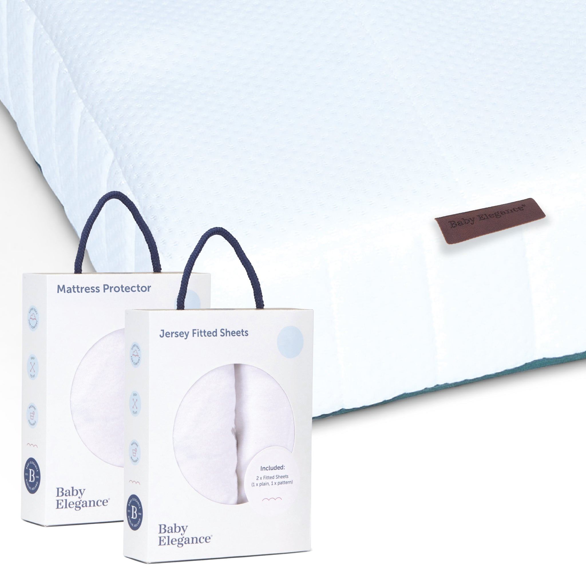 Cot Bed Mattress (Stratus Fibre), Sheets &amp; Mattress Protector Bundle