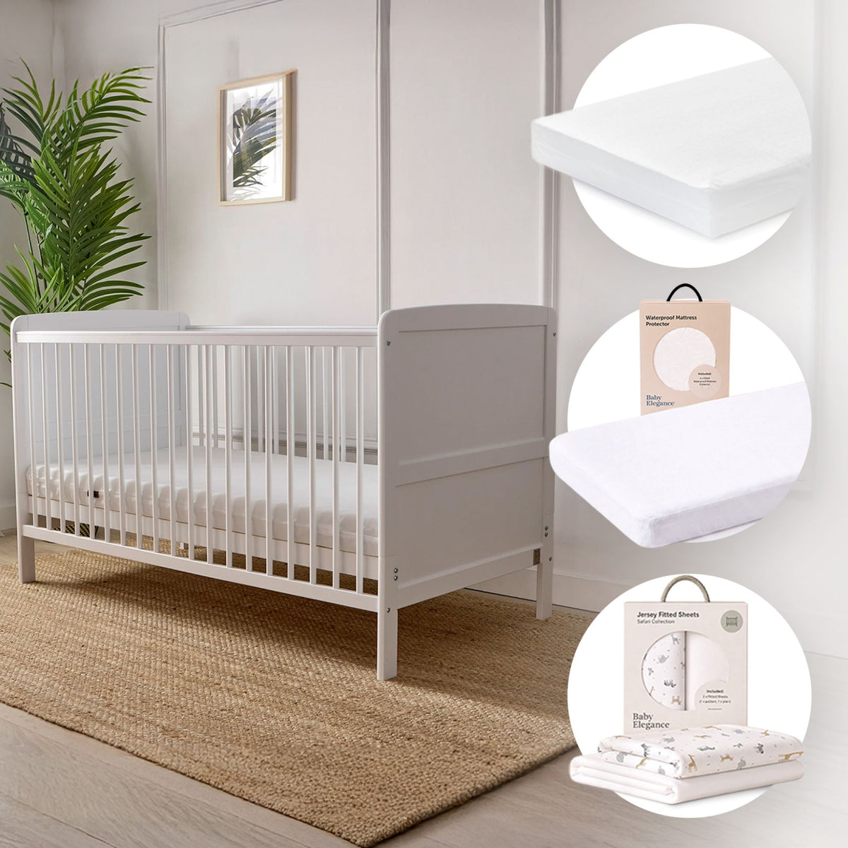 Travis Cot Bed, Mattress, Sheets &amp; Mattress Protector Bundle